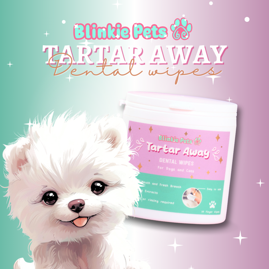 Tartar Away Pet Dental Wipes With Plant Extracts by Blinky Paws 50pcs for Dogs and Cats