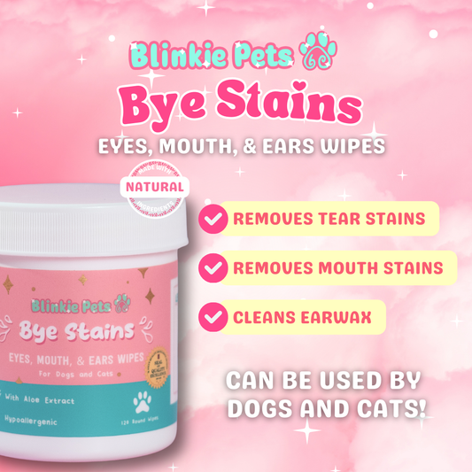 Bye Stains - All-in-one Fur and Tear Stain Remover For Dogs and Cats 120 Round Wipes